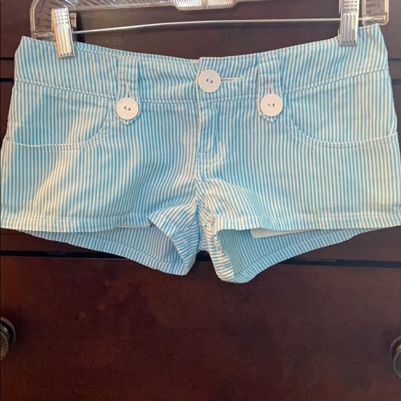 Lost Pants - Teal striped shorts
